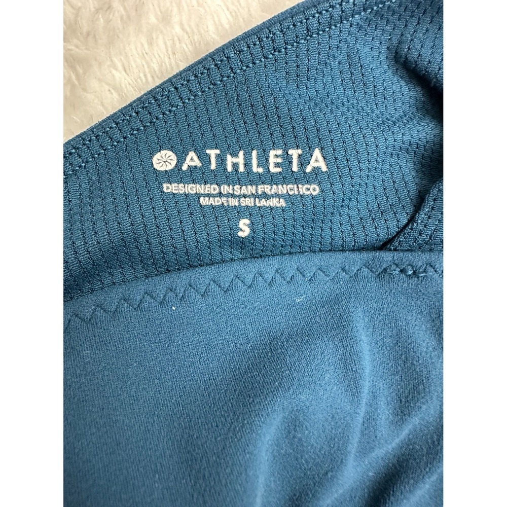 Athleta Sports Bra Women Small Teal Excellent Cross Back High Neck Activewear - Picture 3 of 6